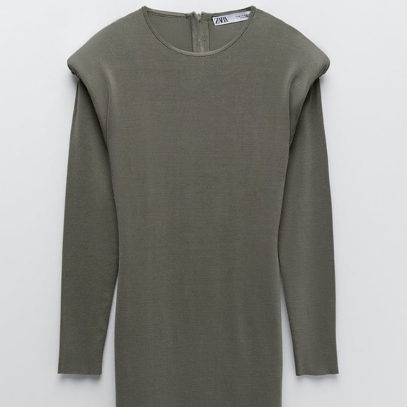 NWT ZARA WOMAN | Shoulder Pad Open Back Knit Dress - Picture 11 of 16